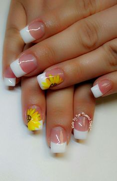 Sunflower Nails, Gel Acrylic Nails, Smink Inspiration, French Nail Designs, French Acrylic Nails, Acrylic Coffin, Summer Acrylic Nails, Acrylic Nail Art, Yellow Nails