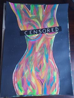 a painting with the word censored on it's chest and bottom part