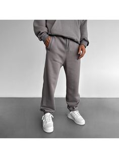 Men Youth Pants, Basic Jogger - Anthracite Gray Tapered Leg Sweatpants For Streetwear, Gray Straight Sweatpants For Streetwear, Gray Full-length Joggers For Streetwear, Gray Straight Joggers With Pockets, Gray Tapered Leg Sports Pants, Gray Baggy Sweatpants, Terry Cloth, Jogging, Pants