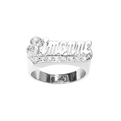 The LEE107CZ name ring is a classic straight script letter name ring with plain tail - a timeless design. Cubic Zirconia gemstones cover the first initial and tail. Personalize this custom ring with the name of your choice. Treat yourself or make it a gift for loved ones, birthdays, anniversaries, or celebrations. * Personalize with name of your choice (only first letter is capitalized) * 10k Yellow or White Solid Gold (weighs about 3.7g to 5.6g) * 14k Yellow, White, or Rose Solid Gold (weighs a Classic Personalized Cubic Zirconia Diamond Ring, Personalized Classic Cubic Zirconia Diamond Ring, Personalized Silver Diamond Ring In 14k Gold, Personalized White Gold Cubic Zirconia Rings, Personalized White Gold Rings With Cubic Zirconia, Silver Nameplate Rings For Anniversary, White Gold Custom Name Ring, Silver Engraved Nameplate Ring For Promise, Custom Name White Gold Round Ring