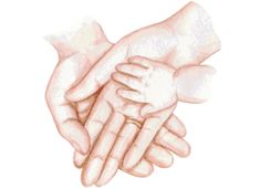 two hands are holding each other with one hand in the other's palm,