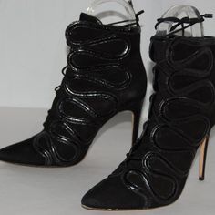 Alexandre Birman Ankle Boots Size: Eu 37.5 Us 7.5 Color: Black Material: Sued Eleather Heel: 4.25" Inches Ankle Lace Up Boots, High Heel Black, Alexandre Birman, Black High Heels, Lace Up Boots, Bootie, High Heel, Bootie Boots, Ankle Boots