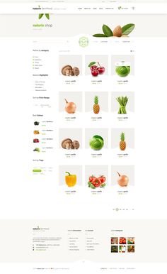 an image of a website page with various fruits and vegetables on the bottom right hand corner