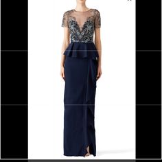 Marchesa Notte Navy Gown With Beaded Detail Size 4 New Without Tags Marchesa Dresses, Marchesa Dress, Navy Gown, 4 Dresses, Marchesa, Color Blue, Size 4, Womens Dresses, Navy