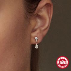 Material: S925 Sterling Silver Color: Gold, White Gold Color Fashion Element: Water Drop Style: Simple Simple White Gold Earring, Gold Water Drop Earrings, Silver Simple Earrings, Elegant Silver Earrings, Diamond Drop Earrings Simple, Everyday Diamond Earrings, Gold Diamond Drop Earrings, Element Water, Diamond Bracelet Design