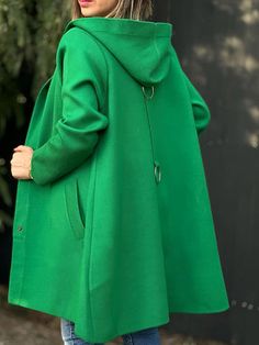 Women's Solid Color Woolen Fabric Hooded Cape Jacket – EIGONA Cape Jacket, Hooded Cape, Evening Dresses Short, Casual Summer Dresses, Sweater Blouse, Cardigan Jacket, Long Coat, Short Tops, Sweaters & Cardigans