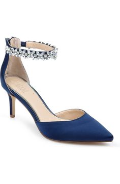 Jewel Badgley Mischka Raleigh Pump (Women) | Nordstrom Holiday Embellished Ankle Strap Heels, Wedding Shoes Badgley Mischka, Badgley Mischka Bridal Shoes, Badgley Mischka Wedding Shoes, Badgley Mischka Bridal, Badgley Mischka Shoes Wedding, Jewel Badgley Mischka, Ankle Strap Pumps, Strap Pumps