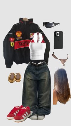 Outfit Ideas 90s Style Hip Hop, Style Inspo Aesthetic Baddie, Outfit Ideas For Short People, Baggy Streetwear Outfit, Thug Outfits Female, 90 Aesthetic Outfit, 2000s Baggy Outfits, Music Festival Outfit Ideas Summer, Concert Fits Baddie