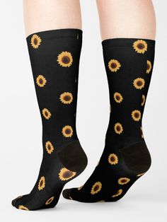 "Single sunflower" Socks by ReginaSchulz | Redbubble Sunflower Socks, Single Sunflower, Cute Socks, Knee High Socks, Socks For Sale, Crew Socks, Sunflower, Socks, Knitting