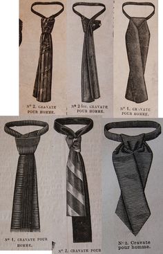 Cravates 1879-1882 Mens Cravats, Fancy Tie, Mens Neckwear, Men's Scarves, Victorian Age, Around The World In 80 Days, Elegant Wear, Menswear Accessories, Suit Ideas