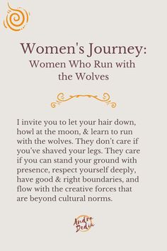 a woman's journey with the words women who run with the wolverines on it