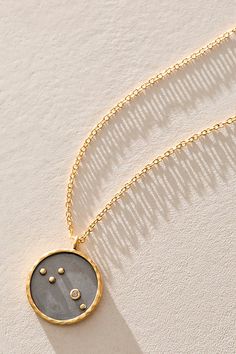 Great for gifting or gracing your own necklace collection, this forever timeless pendant style is the ideal piece to add a meaningful touch to absolutely any style. * Pendant diameter - .8" * Necklace length - 18" * Made in Thailand | Satya Zodiac Necklace at Free People in Gold Zodiac Sign Pendant Necklace For Anniversary, Elegant Zodiac Sign Round Pendant Necklace, Elegant Zodiac Sign Charm Necklace With Round Pendant, Minimalist Zodiac Sign Round Pendant Necklace, Luxury Silver Zodiac Sign Necklace, Necklace Collection, Zodiac Necklace, Zodiac Necklaces, Necklace Length