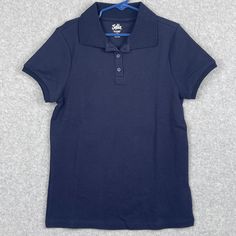 Nwot Blue Uniform Polo Size Medium (10) Blue Short Sleeve Polo Shirt For School, Blue Casual School Polo Shirt, Blue Casual Polo Shirt For School, Casual Blue Polo Shirt For School, Basic Blue School Tops, Basic Blue Tops For School, Polo Uniform, Blue Uniform, Justice Shirts