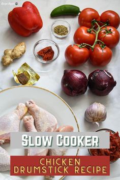 the ingredients for slow cooker chicken drumstick recipe