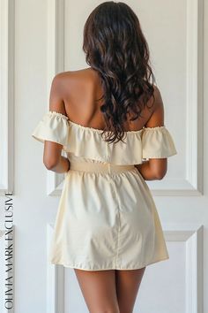 Olivia Mark - Chic and Elegant Off-the-Shoulder Ruffled Mini Dress Summer Off-shoulder Ruffled Maxi Dress, Flirty Off-shoulder Strapless Dress For Vacation, Flirty Off-shoulder Dress For Brunch, Summer Off Shoulder Dress With Ruffle Hem, Summer Off-shoulder Dress With Short Sleeves For Date Night, Off-shoulder Mini Dress With Ruffles, Sleeveless Off Shoulder Dress With Ruffle Hem For Spring, Spring Off Shoulder Sleeveless Dress With Ruffle Hem, Vacation Off-shoulder Ruffled Mini Dress