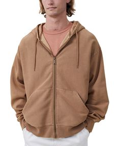 in stock Brown Outerwear With Drawstring Hood And Relaxed Fit, Brown Relaxed Fit Outerwear With Drawstring Hood, Brown Relaxed Fit Hooded Outerwear, Brown Relaxed Fit Hoodie Outerwear, Black Friday In July, Oversized Zip Up Hoodie, Zip Through Hoodie, Rich Fabric, Zip Up Hoodie