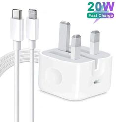 an apple charger with two plugs attached to it and the words 20w fast charge