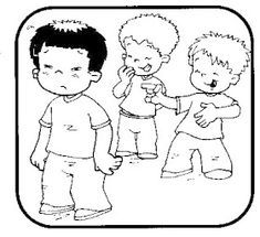 three children are standing together and one is holding something in his hand, while the other two