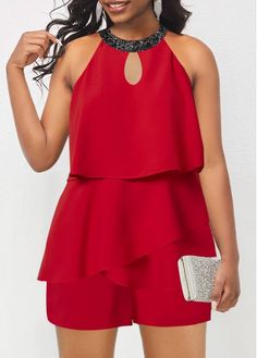 Color:Red;Size:XXL;Package Contents:1 X Romper;Occasion:Other;Style:Bohemian; Fall Fashion Skirts, Party Rompers, Rompers Online, Jumpsuits And Rompers, Lace Jumpsuit, Casual Rompers, Jumpsuits And Romper, Sleeveless Rompers, Women Outfits