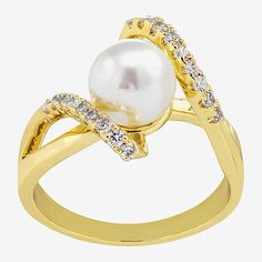 Pearl Type: Simulated PearlsRing Style: Bypass RingsFeatures: Nickel Free, In A Gift BoxStone Cut: RoundStone Millimeter Measurement: 1.5 Mm Width, 1.5 Mm LengthMetal Color: Gold ToneBand Width: 2mmCare: Wipe CleanStone Type: 18 Cubic ZirconiaMetal: 14k Gold Over BrassCountry of Origin: Imported Formal Gold Pearl Ring With Center Stone, Gold Bypass Ring With Diamond Accents For Gift, Gold Bypass Ring With Diamond Accents As Gift, Gold Pearl Ring With Diamond Accents For Anniversary, Gold Pearl Ring With Diamond Accents For Promise, Gold Ring With Center Stone - Gift, Gold Ring With Center Stone As Gift, Baby Jewelry Gold, Baby Jewelry