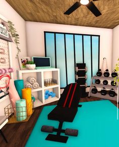 ୨୧ by bullblox ୨୧ Gym Build Bloxburg, Game Room Ideas Bloxburg, Bloxburg Gym Ideas Aesthetic, Bloxburg Workout Room Ideas, Workout Room Bloxburg, Music Room Bloxburg, Bloxburg At Home Gym, Gym Room Bloxburg, Yoga Room Bloxburg