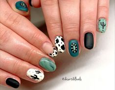 Fall Western Nails, Western Nail Art, Rodeo Nails, Cowboy Nails, Kids Nail Designs, Tips Nails, Nails Colorful, Boho Nails