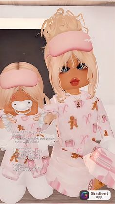 two dolls are standing next to each other