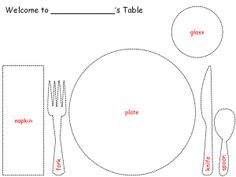 a table setting with place settings and utensils for two people to sit at