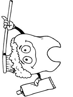 a black and white cartoon character holding a paint roller in one hand and a brush in the other