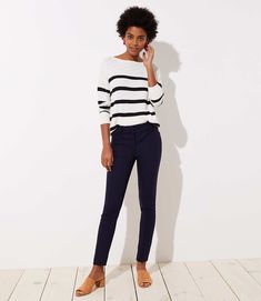 Petite Skinny Ankle Pants in Marisa Fit | LOFT Pear Shaped Girls, Plum Pants, Stylish Pants Women, Girls Pumps, Slim Chinos, Cute Pants, Fall Capsule Wardrobe, Petite Pants, Career Wear