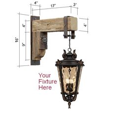 an old fashioned light fixture with measurements