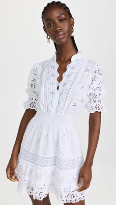 Temptation Positano Hollywood Dress | Shopbop Fitted V-neck Eyelet Dress, Fitted Eyelet Dress With Puff Sleeves, Elegant Mini Dress With Smocked Cuffs For Summer, Elegant Summer Mini Dress With Smocked Cuffs, Fitted V-neck Dress With Smocked Cuffs, Elegant Mini Dress With Smocked Cuffs, Ruffle Skirts, Paisley Embroidery, Hollywood Dress