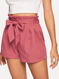 New Arrivals: Dresses, Swimwear, Tops, & more | SHEIN Paperbag Hose, Summer Beach Shorts, Tie Shorts, Pink Summer, Type Of Pants, Shein Style, Bottom Clothes, Shorts With Pockets