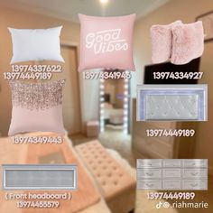 pillows and bedding are displayed in this advertisement