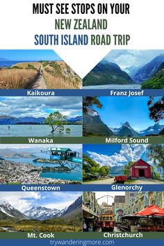 the most see stops on your new zealand south island road trip - infographical