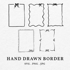 the hand drawn border is shown in black and white, with four different frames on each side