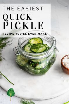 the best quick pickle recipe you'll ever make with cucumbers and herbs