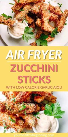 air fryer zucchini sticks with low calorie garlic aioli recipe