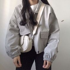 Looks Pinterest, Big Pocket, Milky White, Oversized Jacket, Vintage Casual, Looks Style, Leather Coat, Look Fashion, Army Green