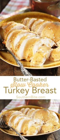 butter - based slow cooker turkey breast on a plate