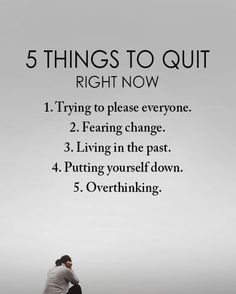 a person sitting on top of a hill with the words 5 things to quit right now