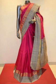 Designer kancheepuram silk Desi Couture, Modern Saree, Wedding Silk Saree, Ethnic Sarees, Kanchipuram Saree, Saree Dress, Indian Attire, Lovely Clothes