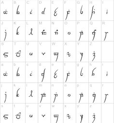 an ancient alphabet with cursive writing