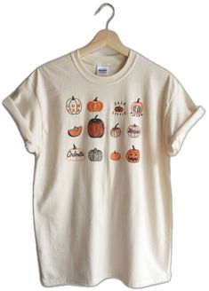 White Screen Print Shirt For Fall, Halloween Printed Cotton Top, Printed Cotton Halloween Tops, Cotton Shirt With Funny Print For Fall, Fall White Printed T-shirt, Fall Printed Cotton T-shirt, Fall Cotton Printed T-shirt, Printed Cotton T-shirt For Fall, Fall Graphic Tee Shirt With Printed Details