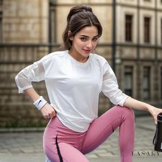 Lasaky - Loose and breathable sports jacket with hollow mesh design - the perfect fitness attire for running and yoga, featuring quick-drying long sleeves. Running Hoodie, Yoga Jacket, Strapless Bralette, Running Yoga, Long Sleeve Workout, Workout Attire, Sports Shirt, Fitness Activities, Athletic Top