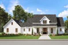 this is an artist's rendering of the farmhouse style house plans that are available for purchase