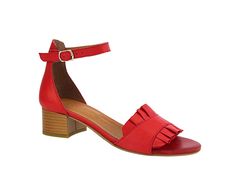 Unity in Diversity Erika 01 - Women's Shoes : Rose Red : With the striking ruffle detailing on the vamp strap and the stacked low block heel for a comfortable wear, the Unity in Diversity Erika 01 Heels are all set to amp up your fashion game. Leather upper, lining, and insole. Slip-on style with an adjustable buckle strap closure on the ankle. Open toe. Durable rubber outsole. Imported. Measurements: • Heel Height: 2 in • Platform Height: 0.5 in • Single Shoe Weight: 11 oz Weight of footwear is Comfortable Flat Heel Spring Heels, Comfortable Open Heel Summer Heels, Spring Comfortable Flat Heels, Spring Beach Heels With Arch Support, Spring Sandals With Textured Footbed And Round Toe, Round Toe Heels With Arch Support For Vacation, Casual Sandals With Heel Strap And Round Toe, Comfortable Heels With Cushioned Footbed And Open Heel, Comfortable Summer Heels With Ankle Strap