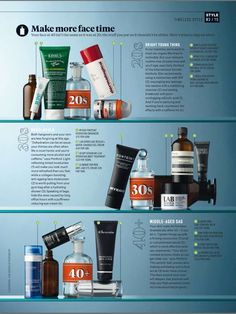 an info sheet with different types of skin care products