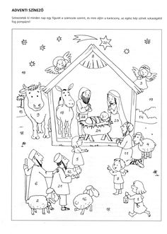 the birth of jesus coloring page for kids with pictures and words to color on it