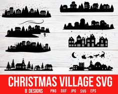 christmas village svg cut files